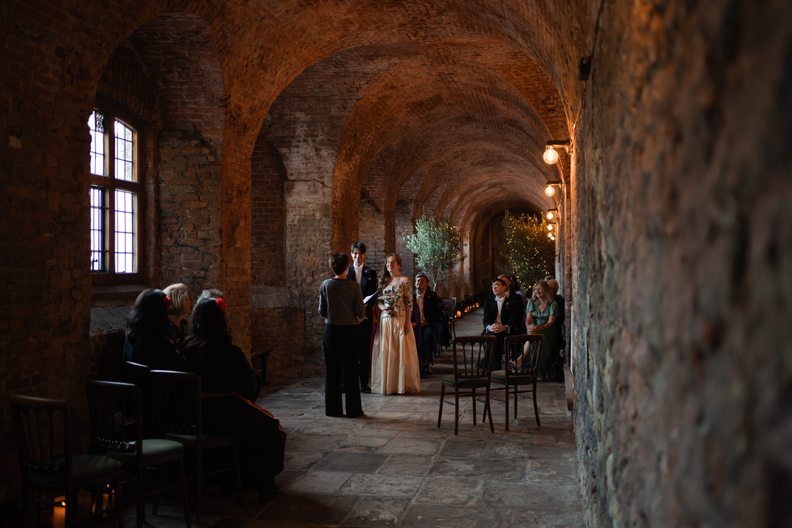 wedding ceremony at Norfolk Cloister in The Charterhouse, London.
