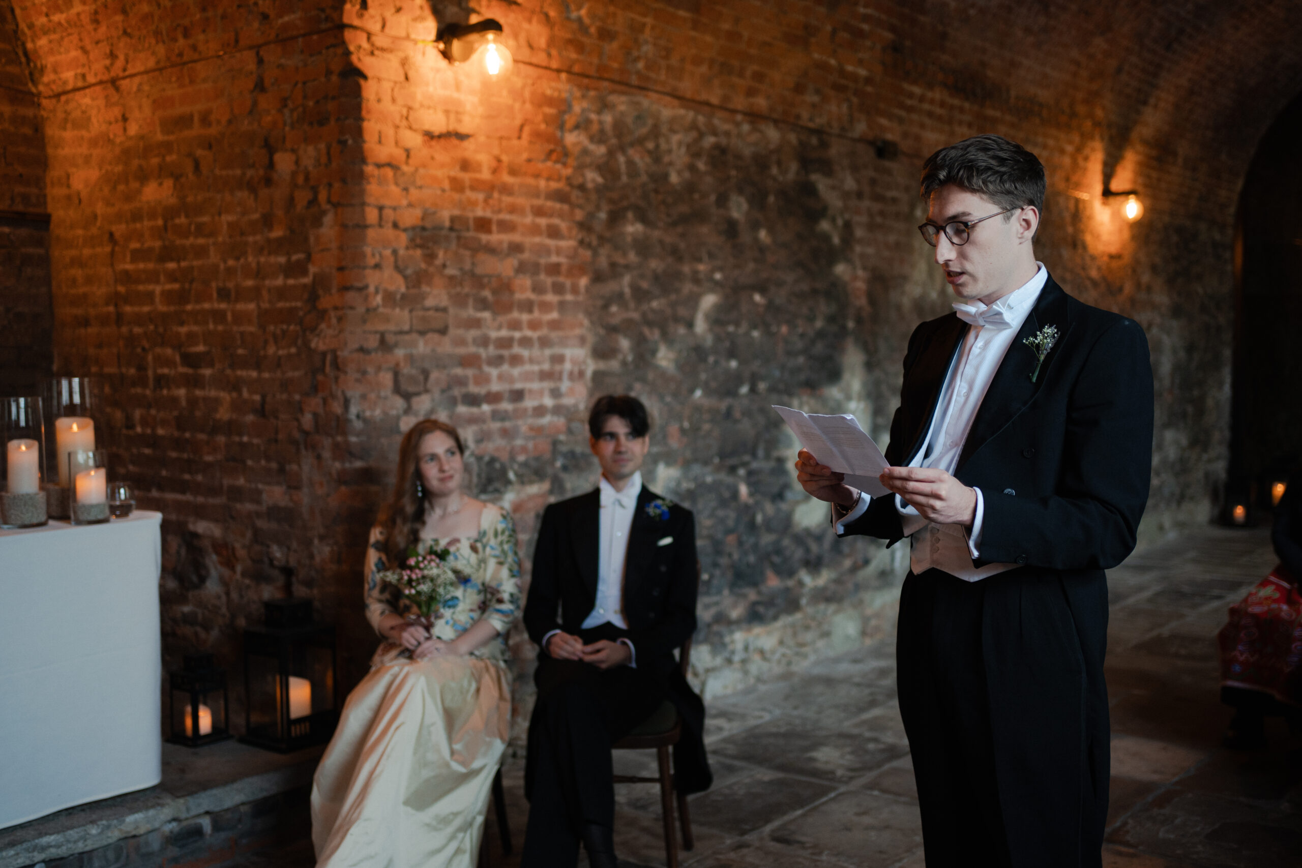 wedding ceremony at Norfolk Cloister in The Charterhouse, London.