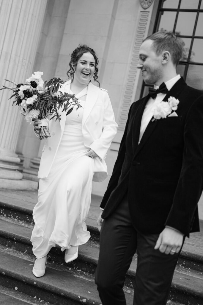 wedding portraits outside old marylebone town hall