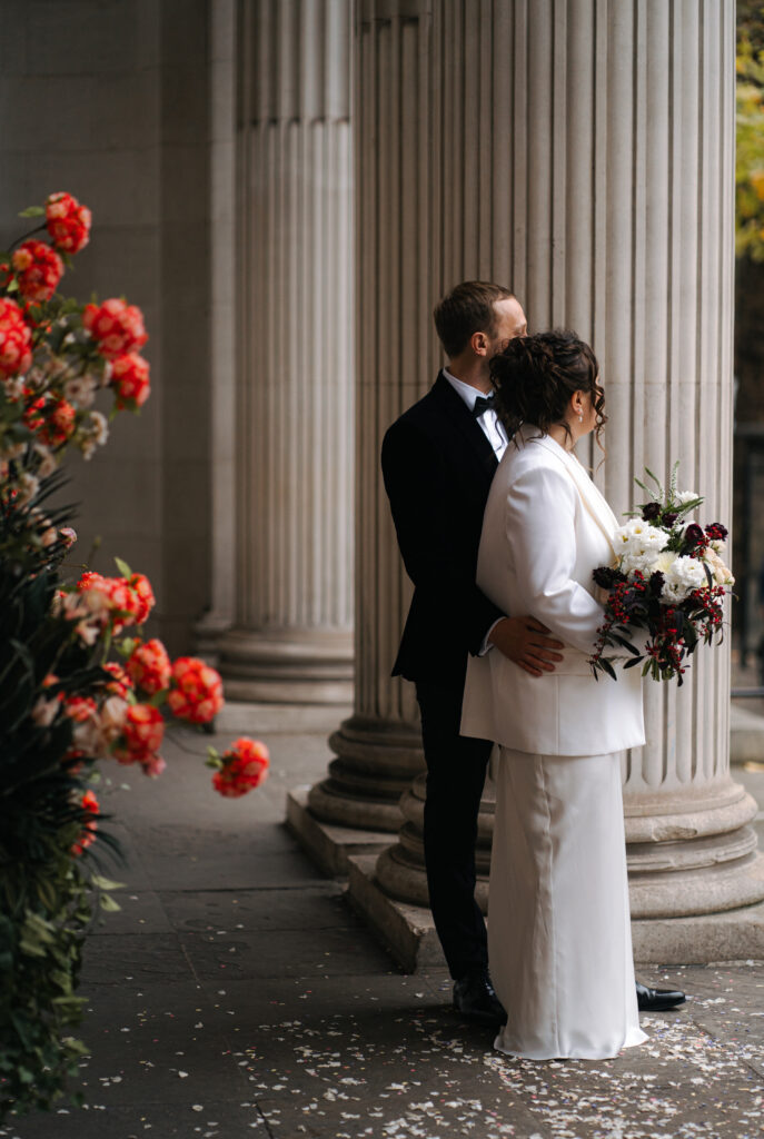 wedding portraits outside old marylebone town hall
