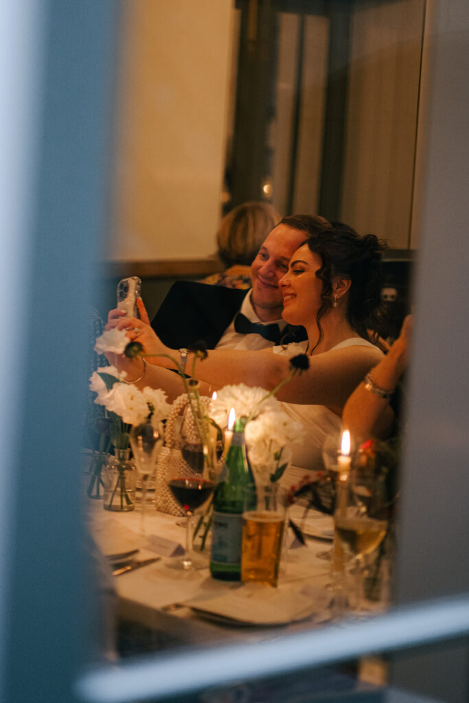 candid photograph of bride and groom