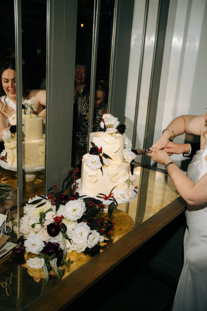 cake cutting in the garden room at the italian greyhound
