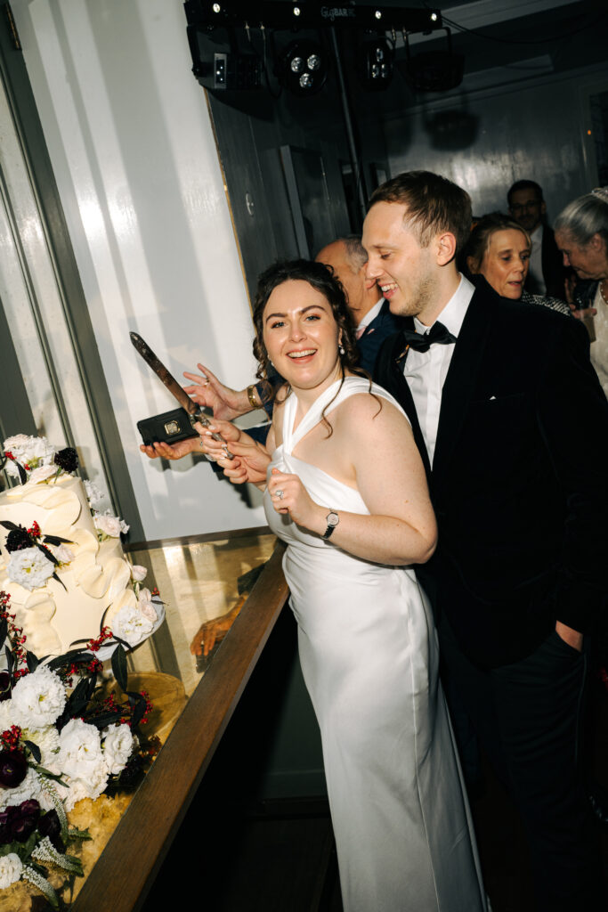 cake cutting in the garden room at the italian greyhound