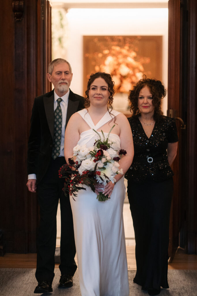 first look with bride and parents