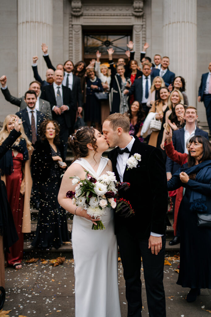 confetti photos outside old marylebone town hall