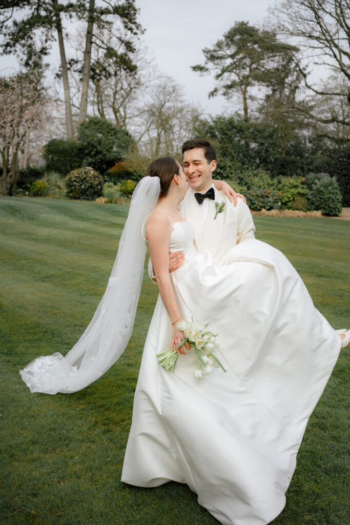 bride and groom portraits at baddow park house in chelmsford