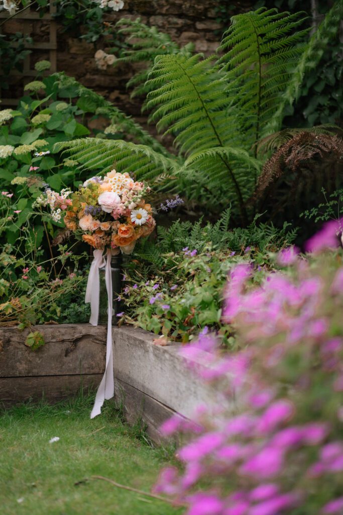 flora's wedding bouquet in the garden