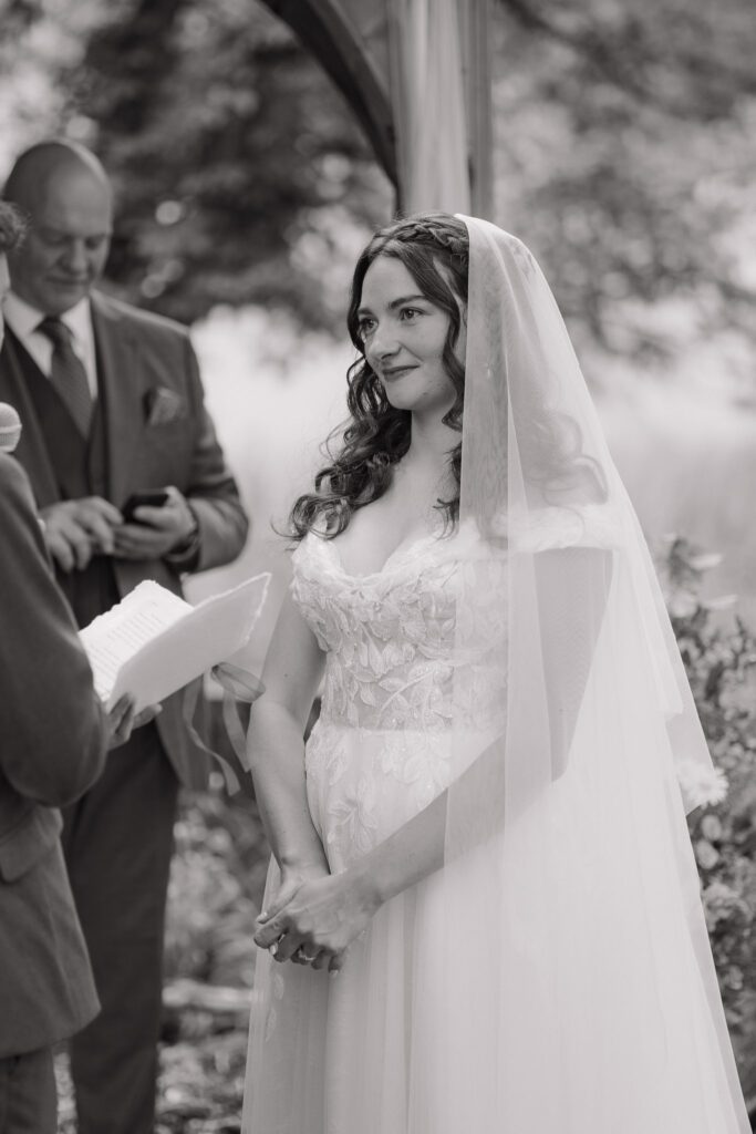 guest reactions at dibbins wood wedding ceremony