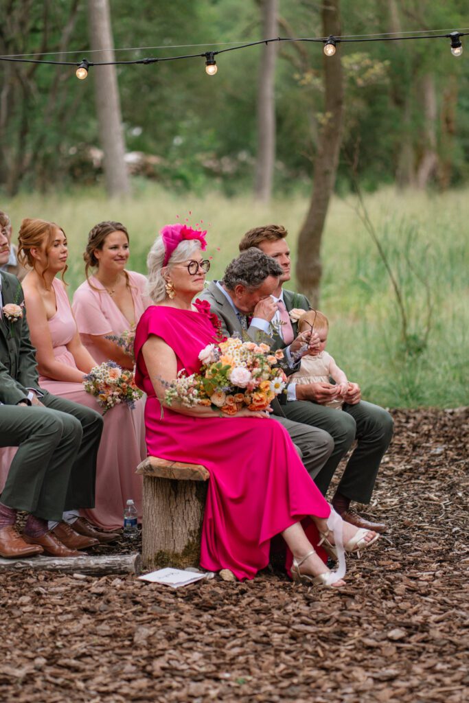 guest reactions at dibbins wood wedding ceremony