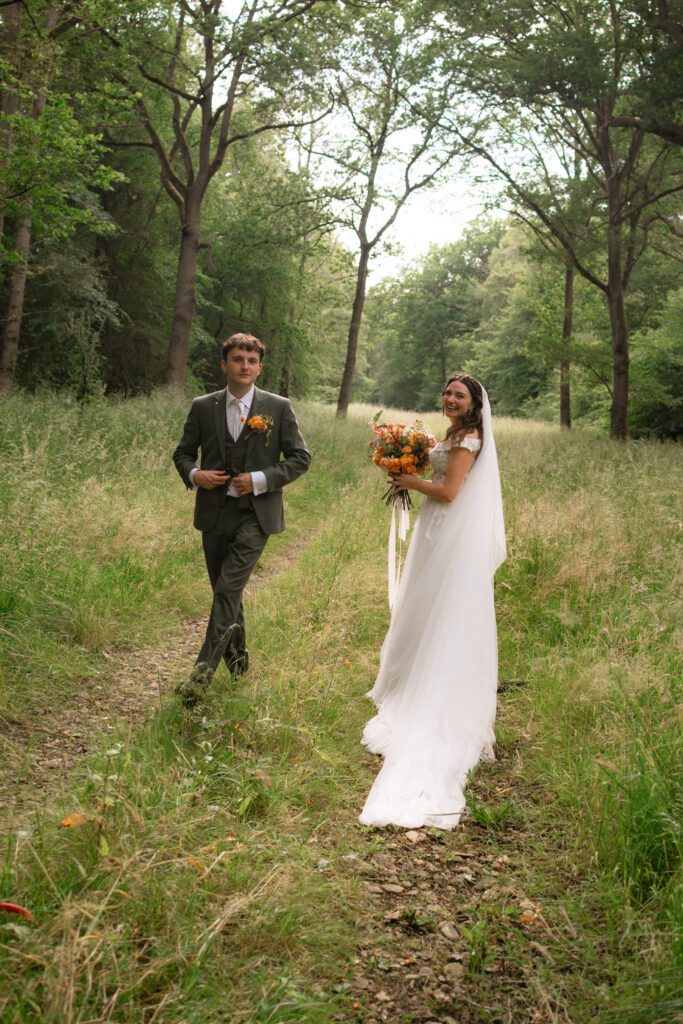 woodland wedding portraits at dibbins wood, deene park