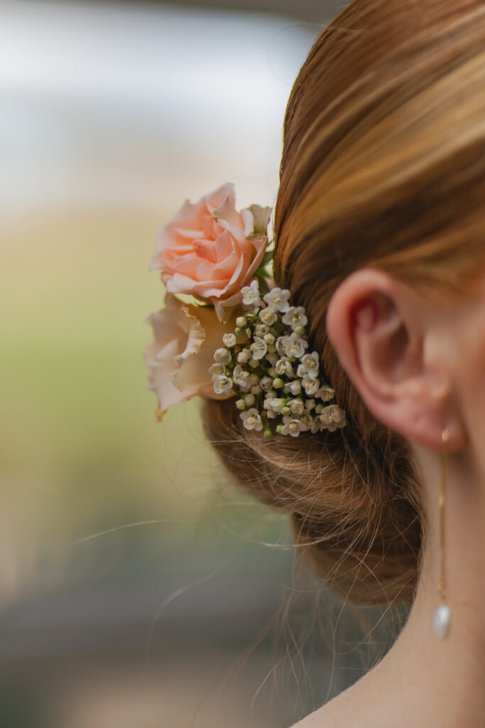 close-up of bridal hair