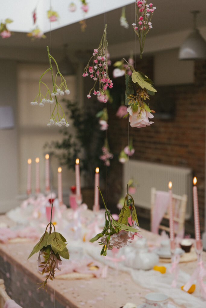 pink-themed intimate dining experience at wedding reception