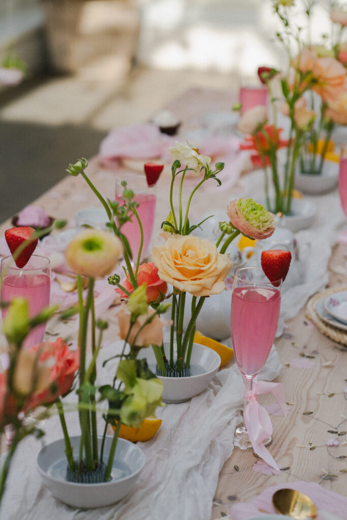 close up of table decorations at wedding reception