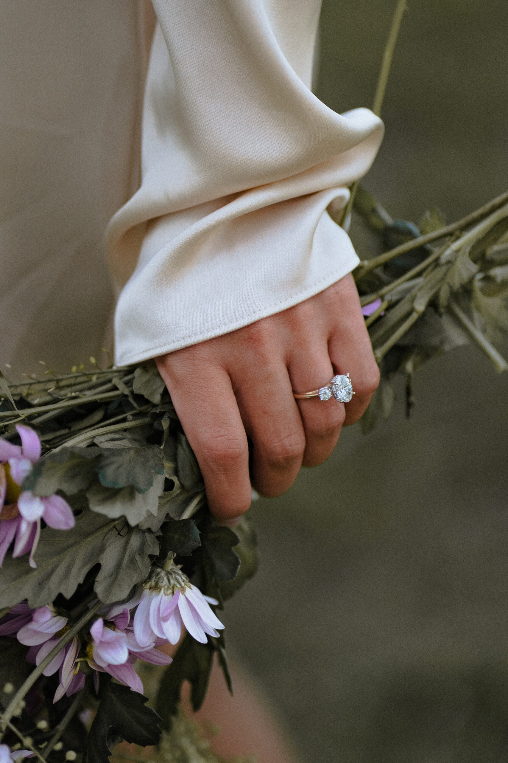 close up of engagement ring