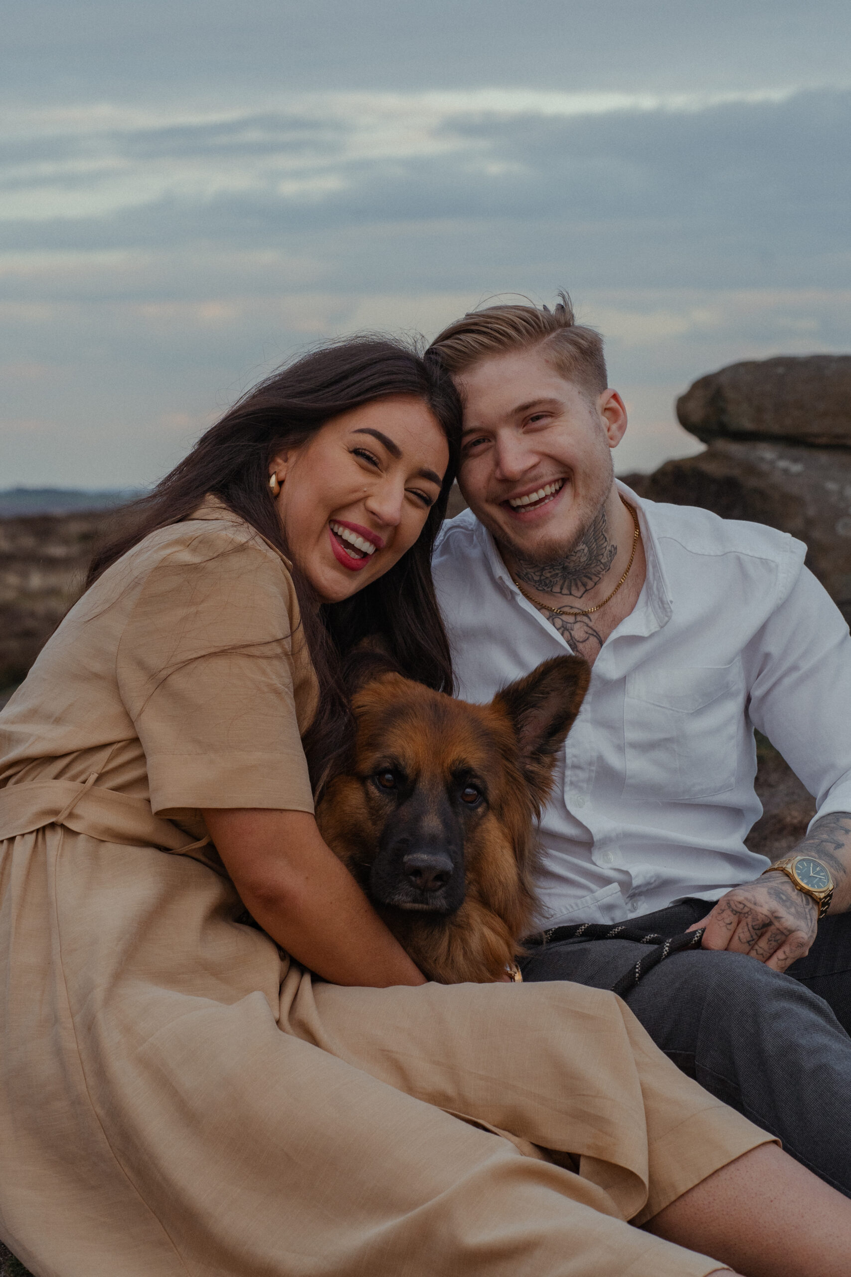 family portrait of rosie, jake and their dog Buddy