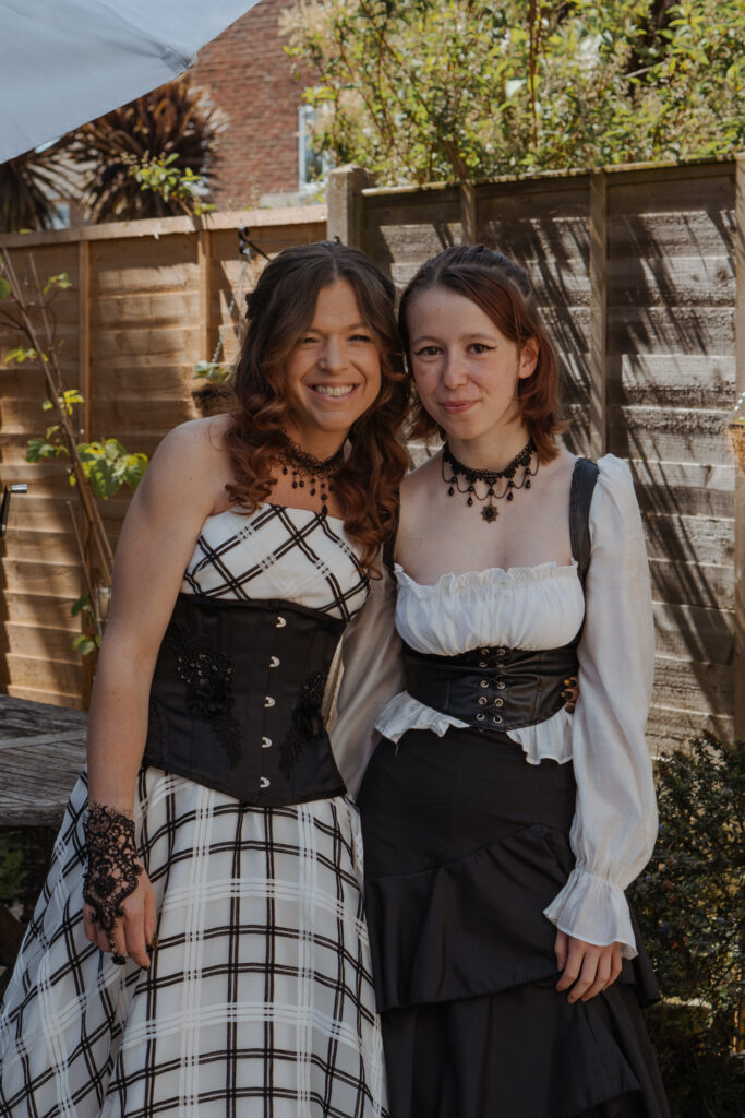 bride & daughter in steampunk wedding attire