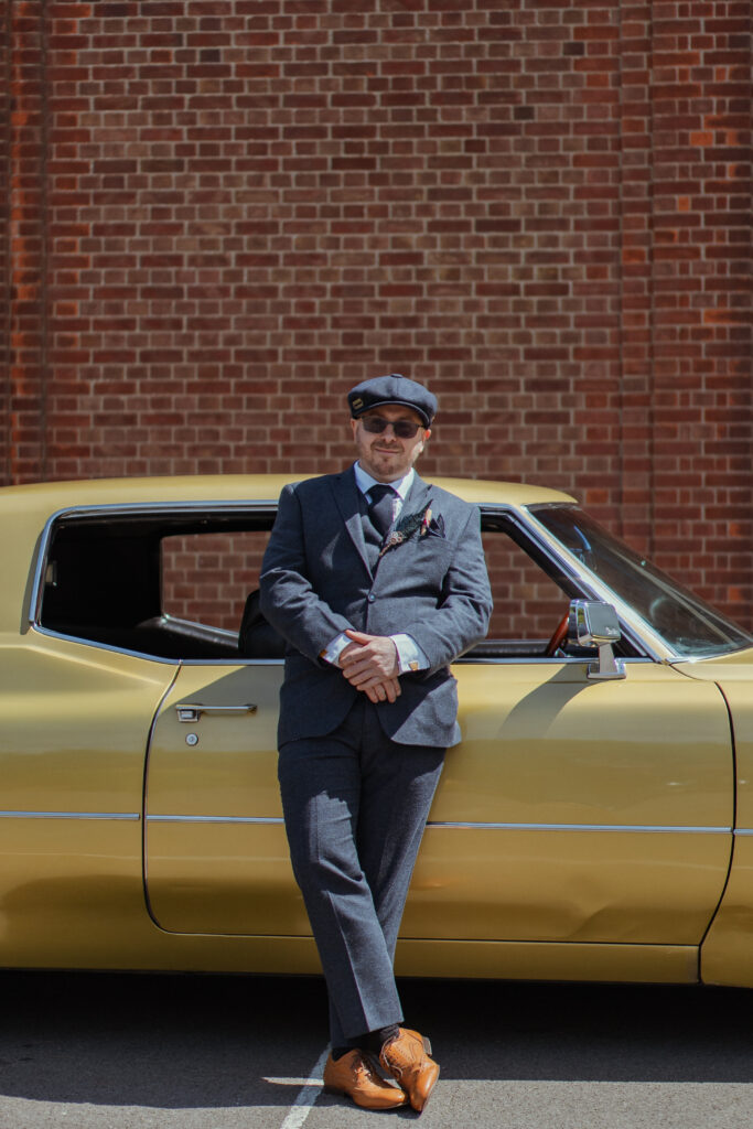 Groom portrait outside St Faiths Church in Lee-on-the-Solent