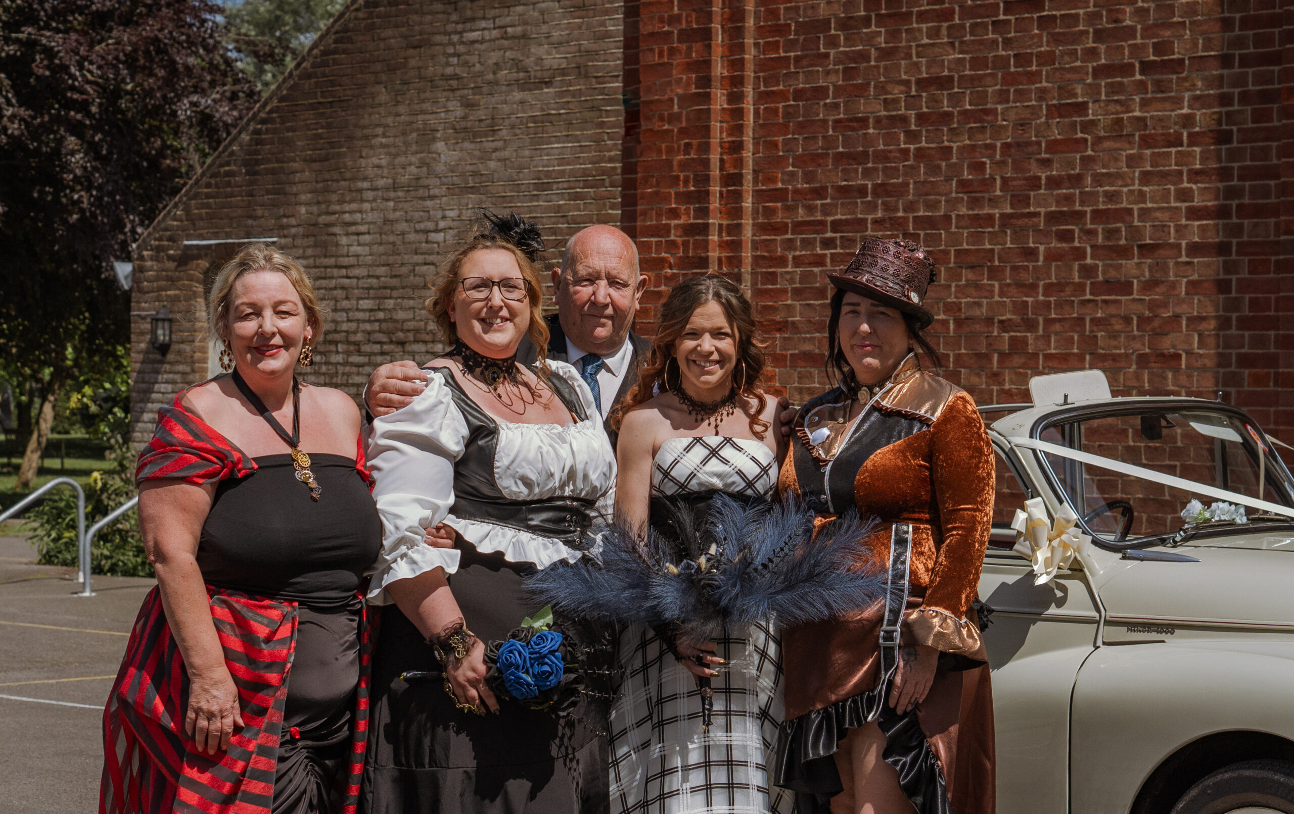 bride and family in front of st faiths church in Lee-on-the-Solent