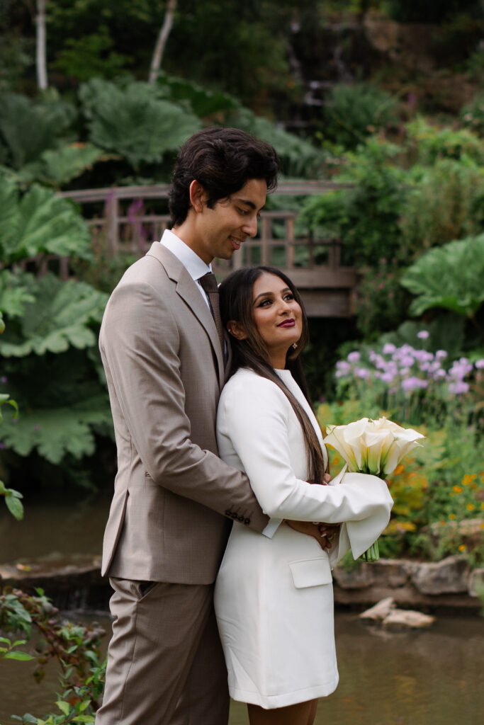 Japanese garden island in regents park for wedding portraits