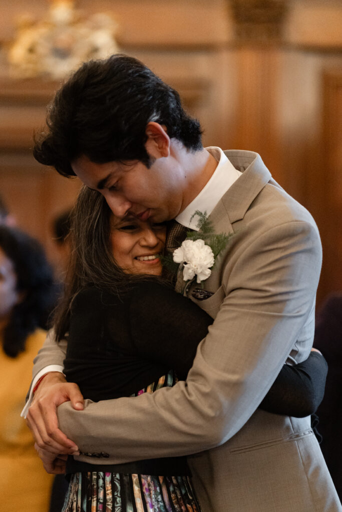 family portraits during civil ceremony at old marylebone town hall