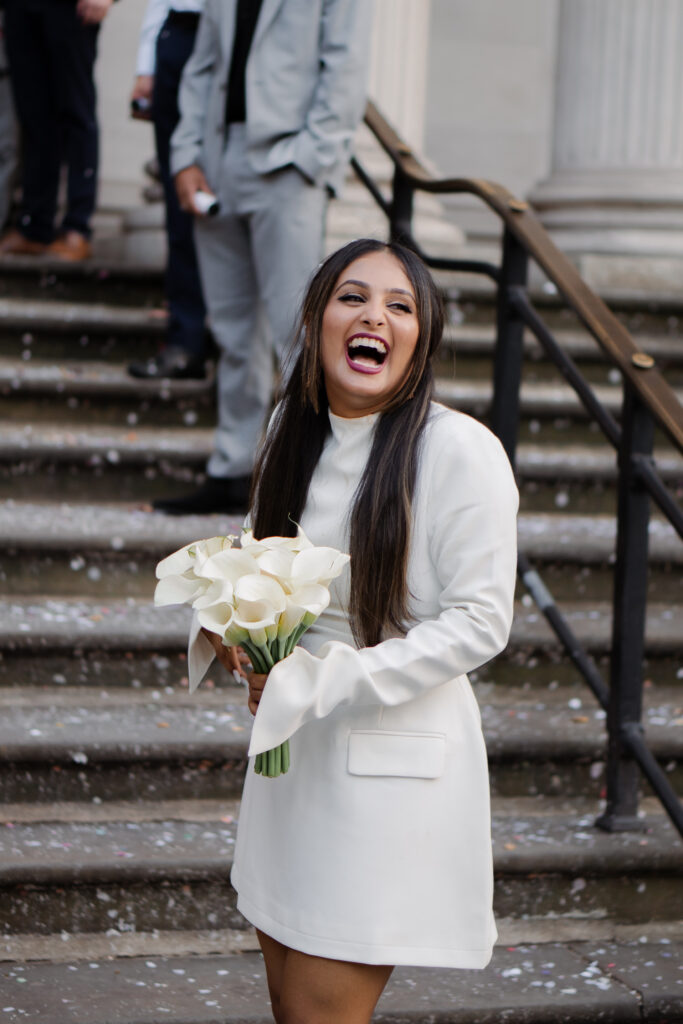 confetti shots outside of old marylebone town hall