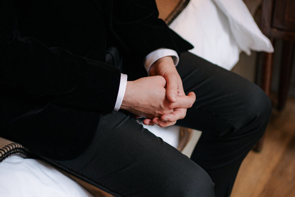 groom close-up of hands