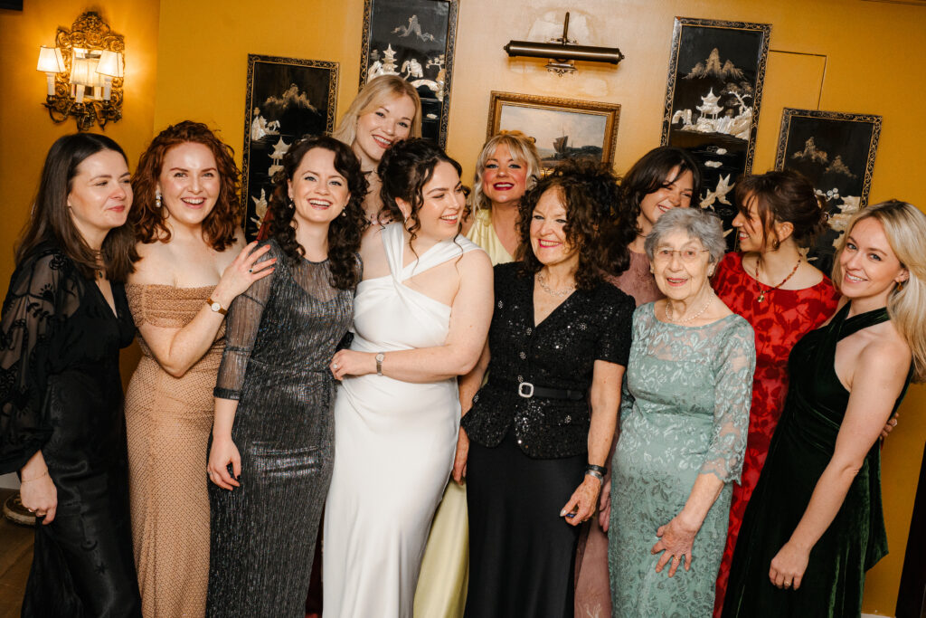 bride family and friends group photo