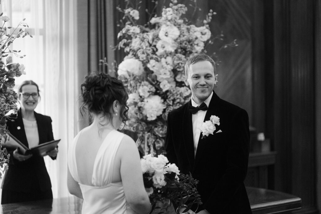 wedding ceremony at old marylebone town hall