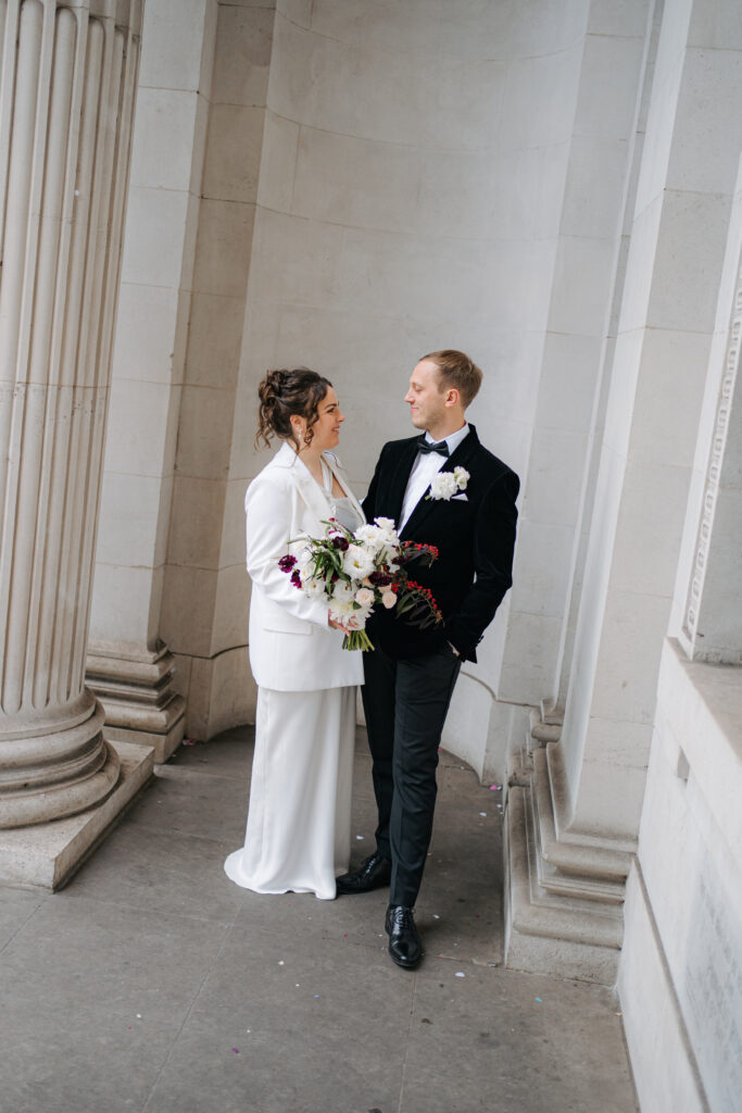 intimate wedding at old marylebone town hall in london