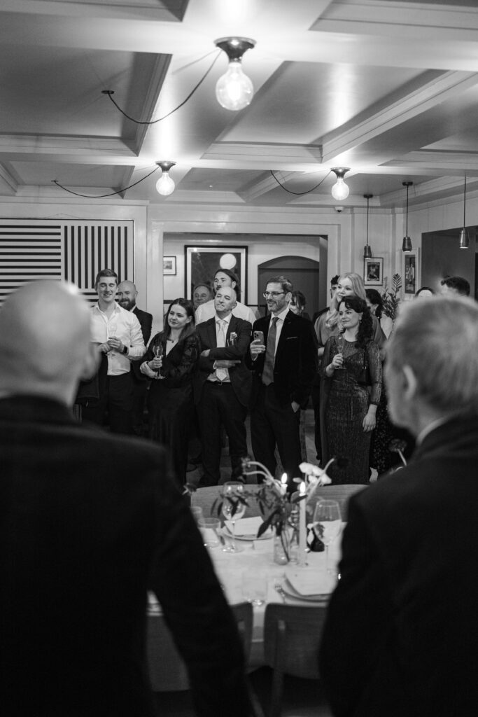 evening reception in the garden room at the italian greyhound, marylebone 