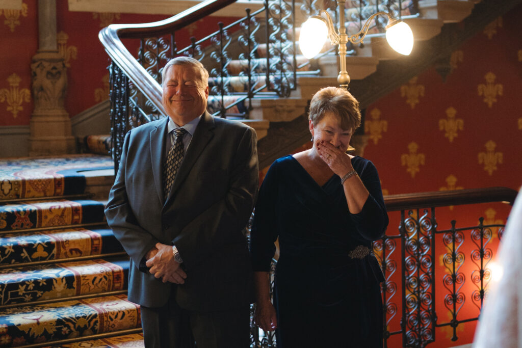 family reactions during the first look portraits