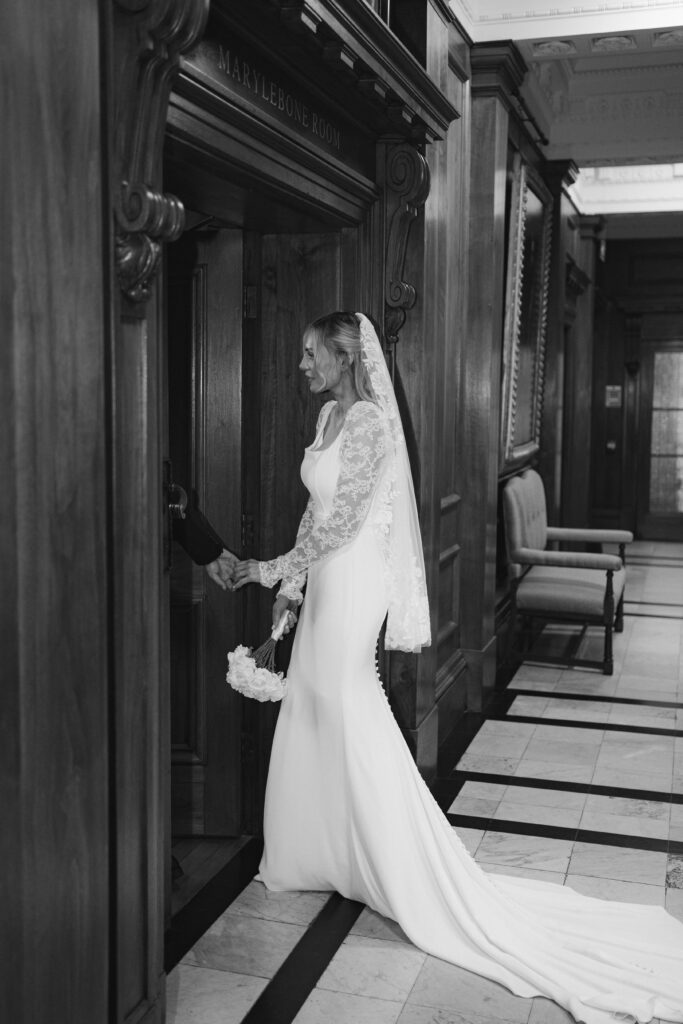 bridal portrait during elopement at old marylebone town hall