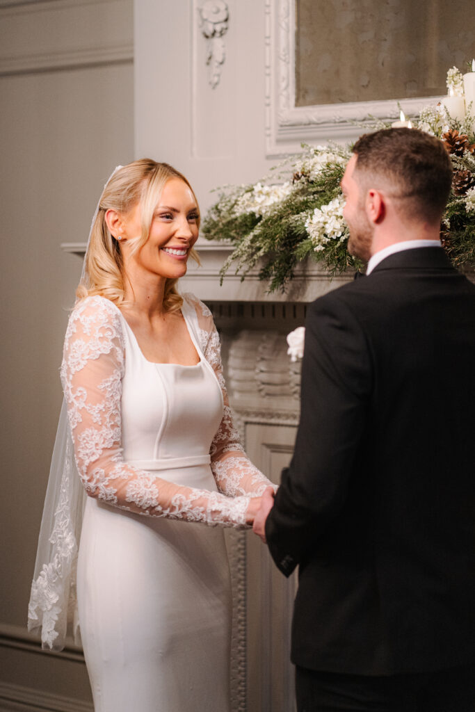 couple sharing vows during elopement ceremony 