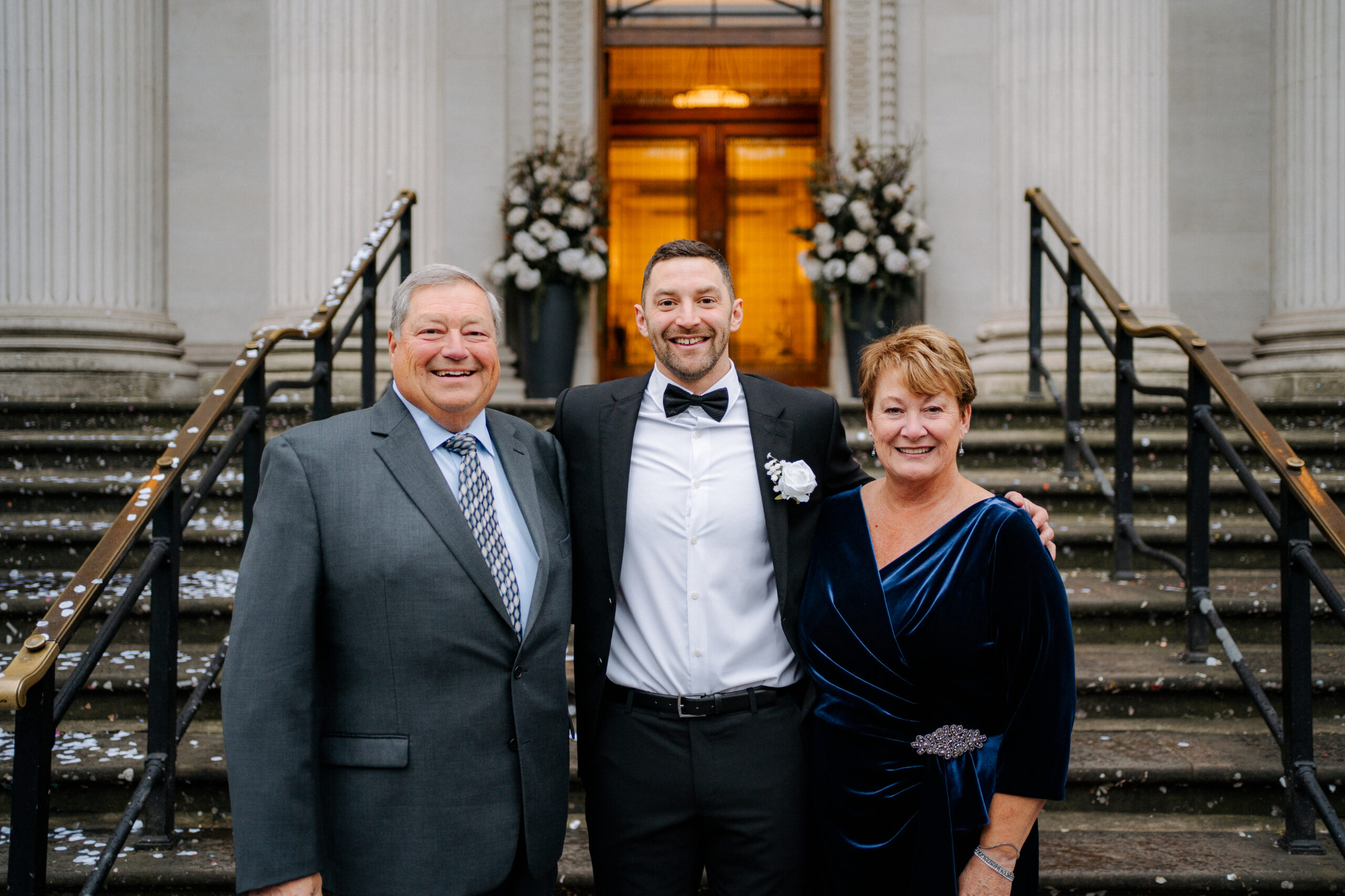 family portraits outside old marylebone town hall