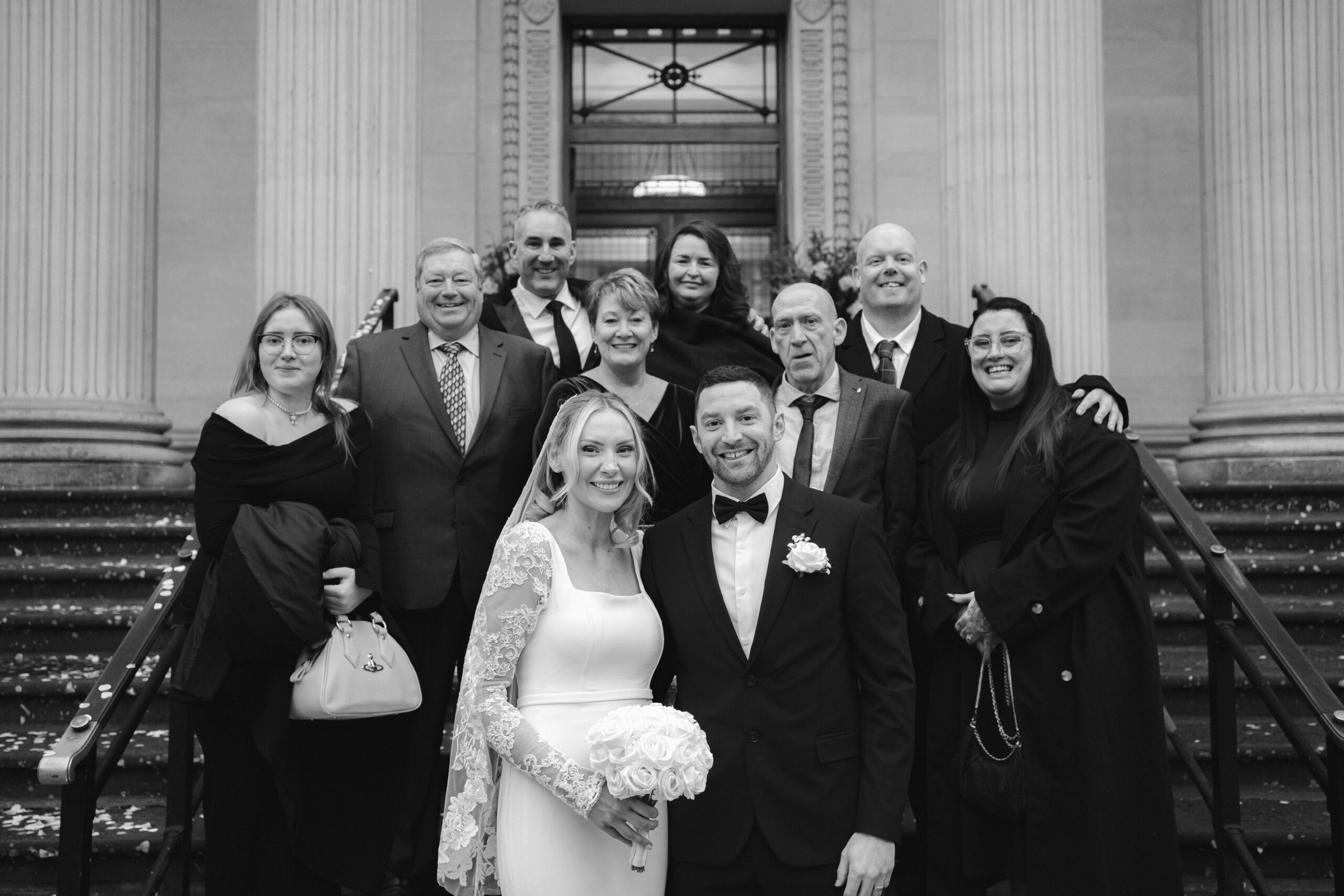 family portraits outside old marylebone town hall