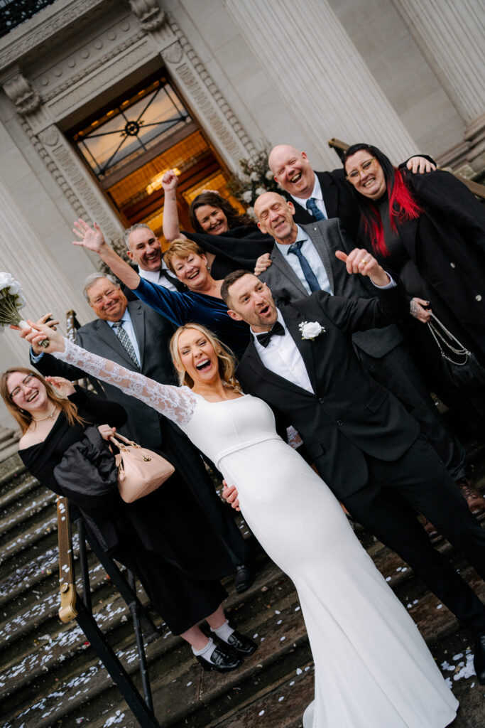 family portraits outside old marylebone town hall