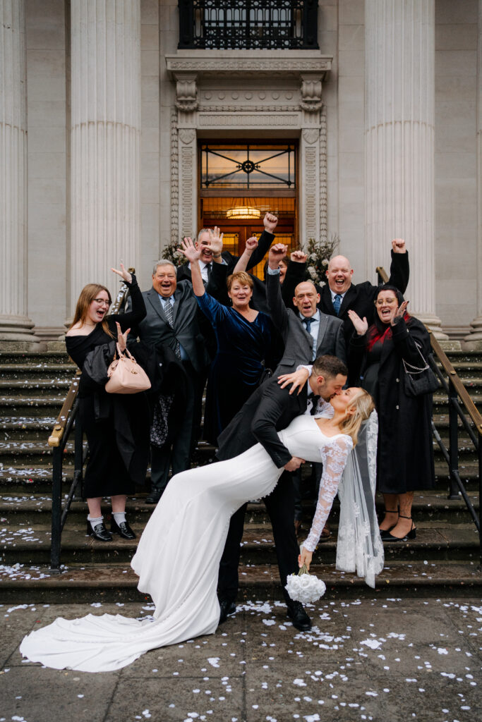 family portraits outside old marylebone town hall