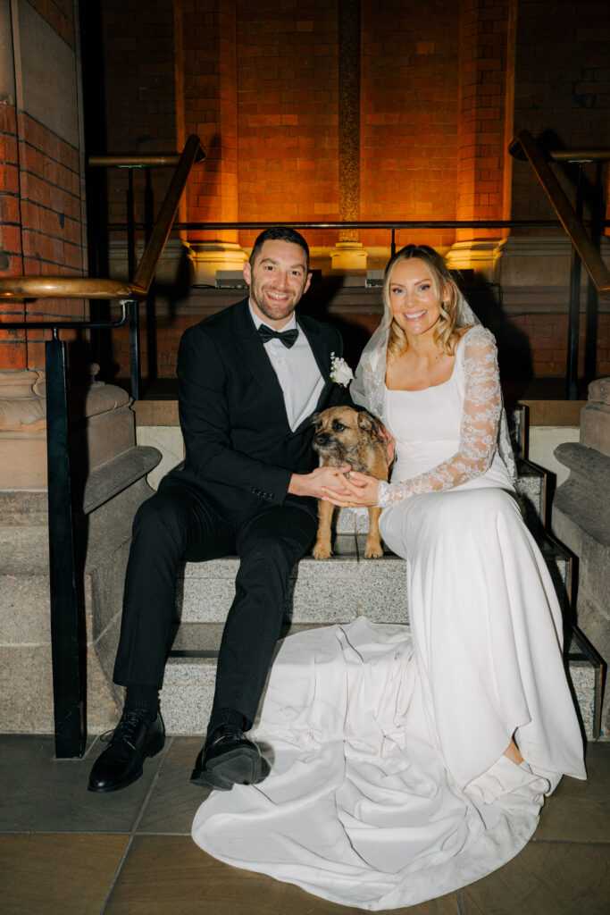 dayna, evan and their dog otter portraits at the hotel