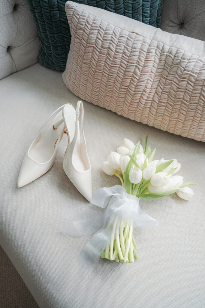 wedding details in the bridal suite at baddow park house