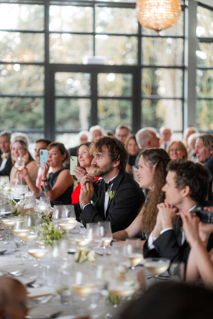 guests listening during wedding speeches