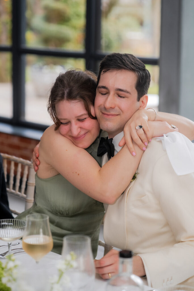 sibling hug at baddow park house