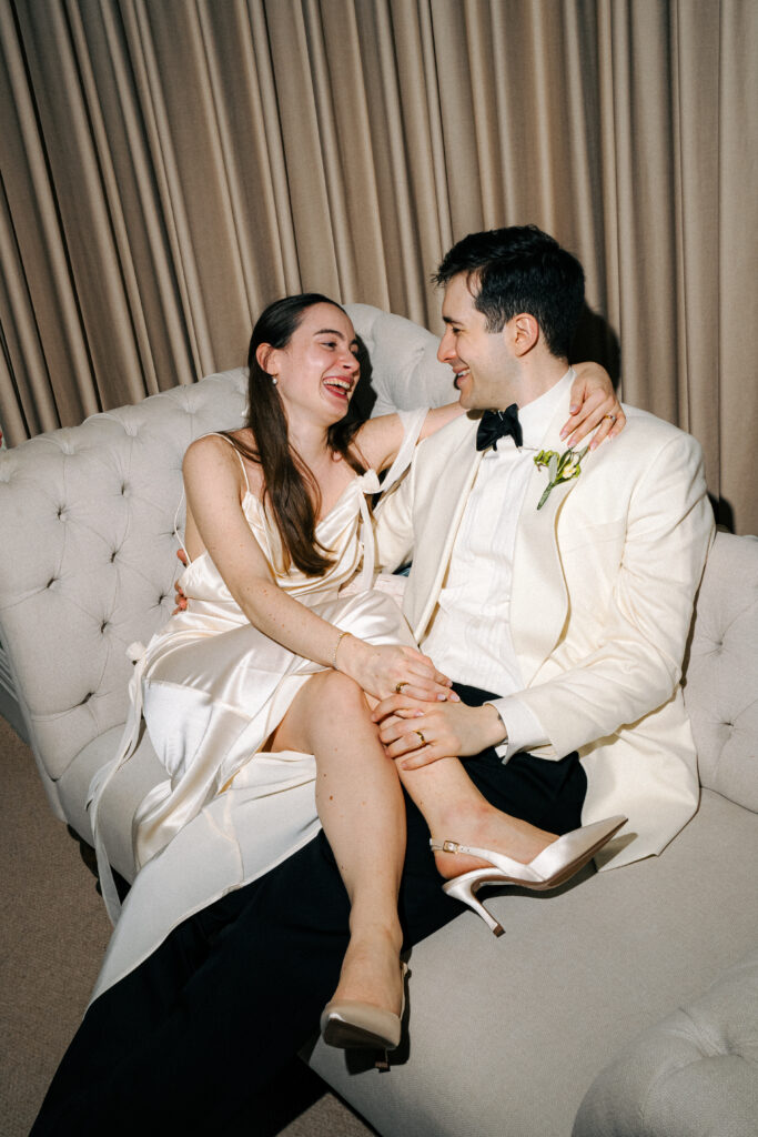 editorial portraits of bride and groom during wedding at baddow park house