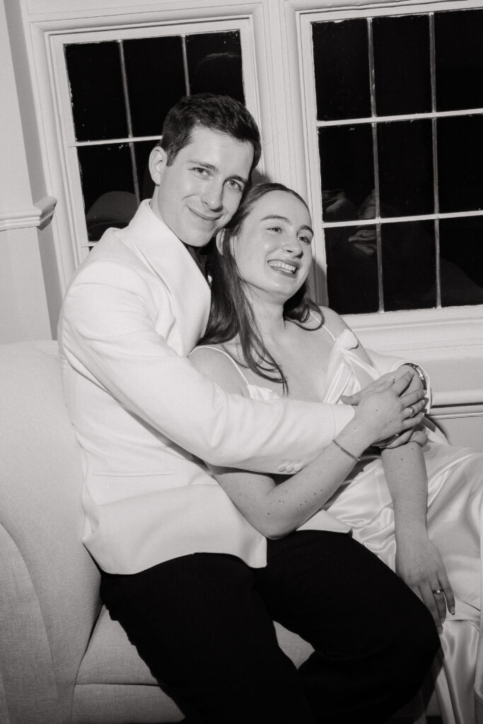editorial portraits of bride and groom during wedding at baddow park house