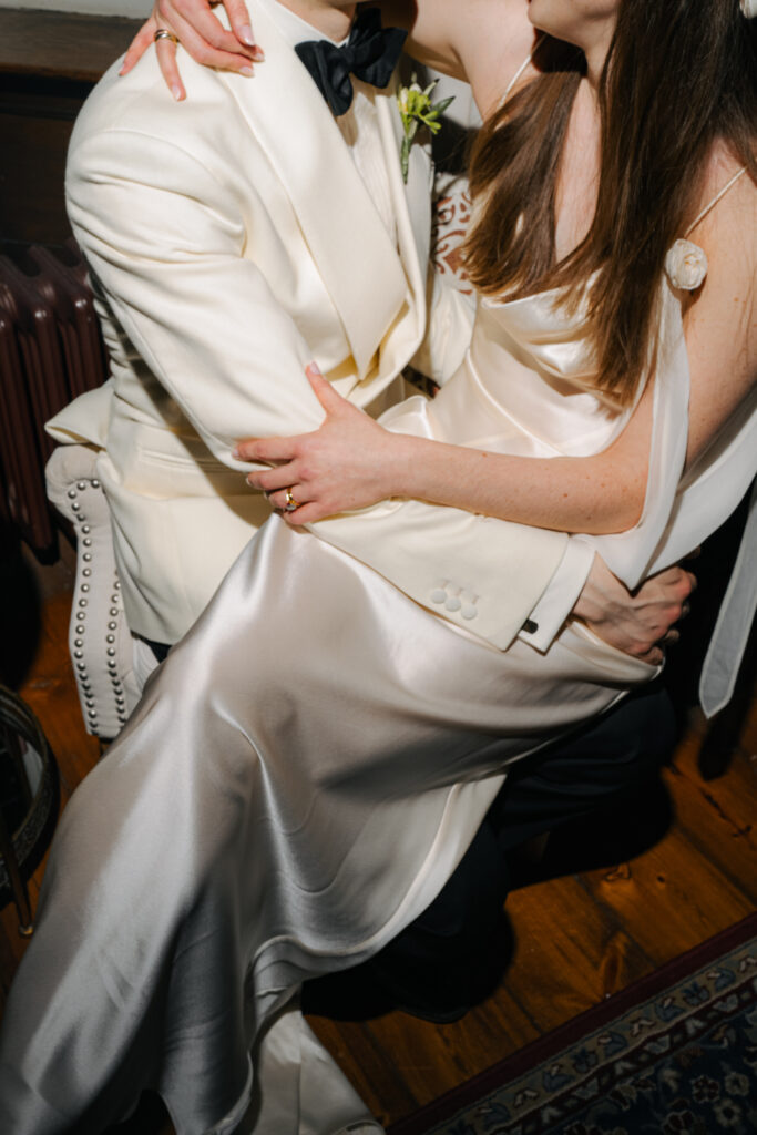 editorial portraits of bride and groom during wedding at baddow park house