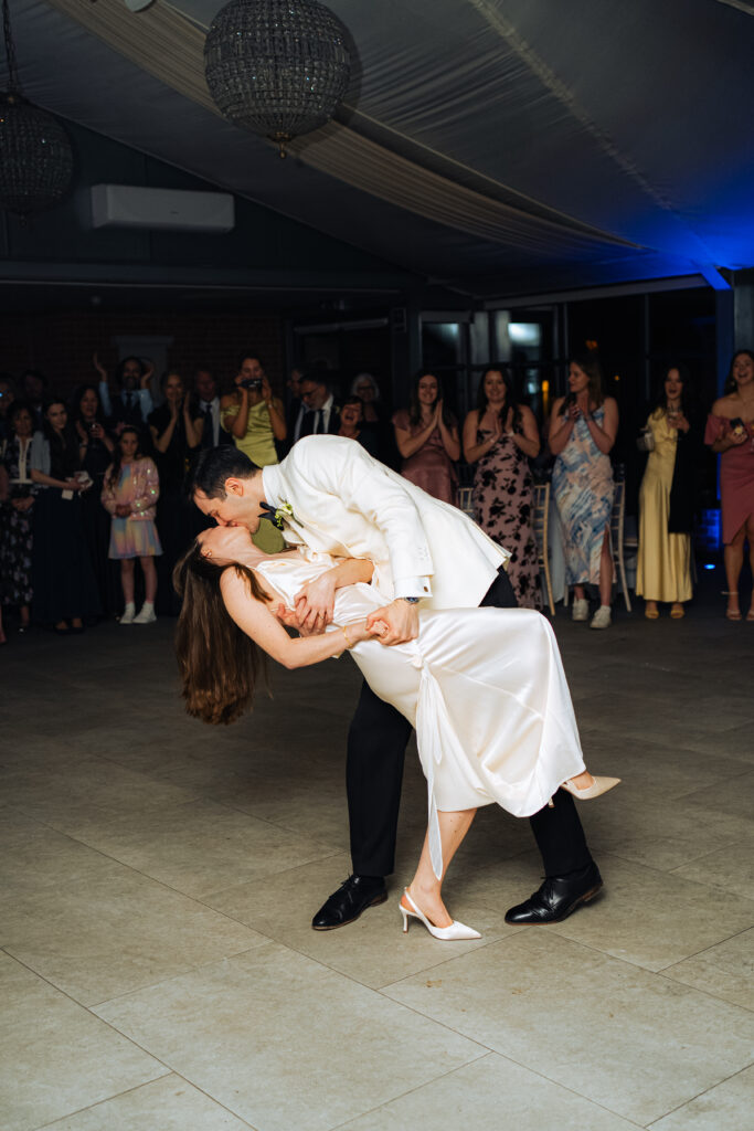 first dance during wedding at baddow park house