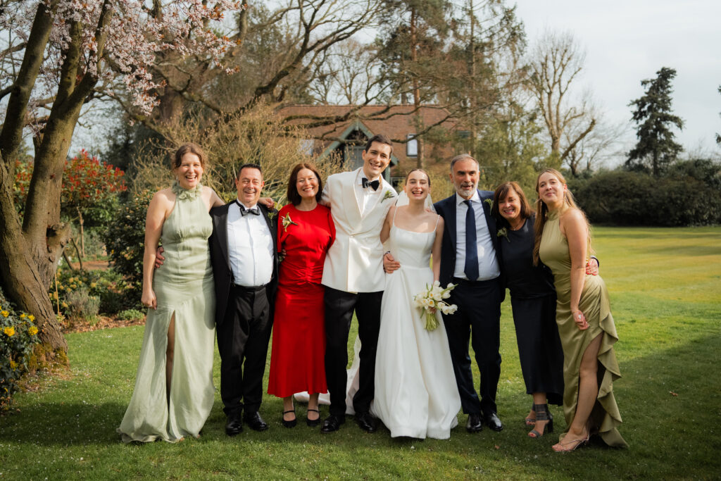 family portraits during wedding at baddow park house