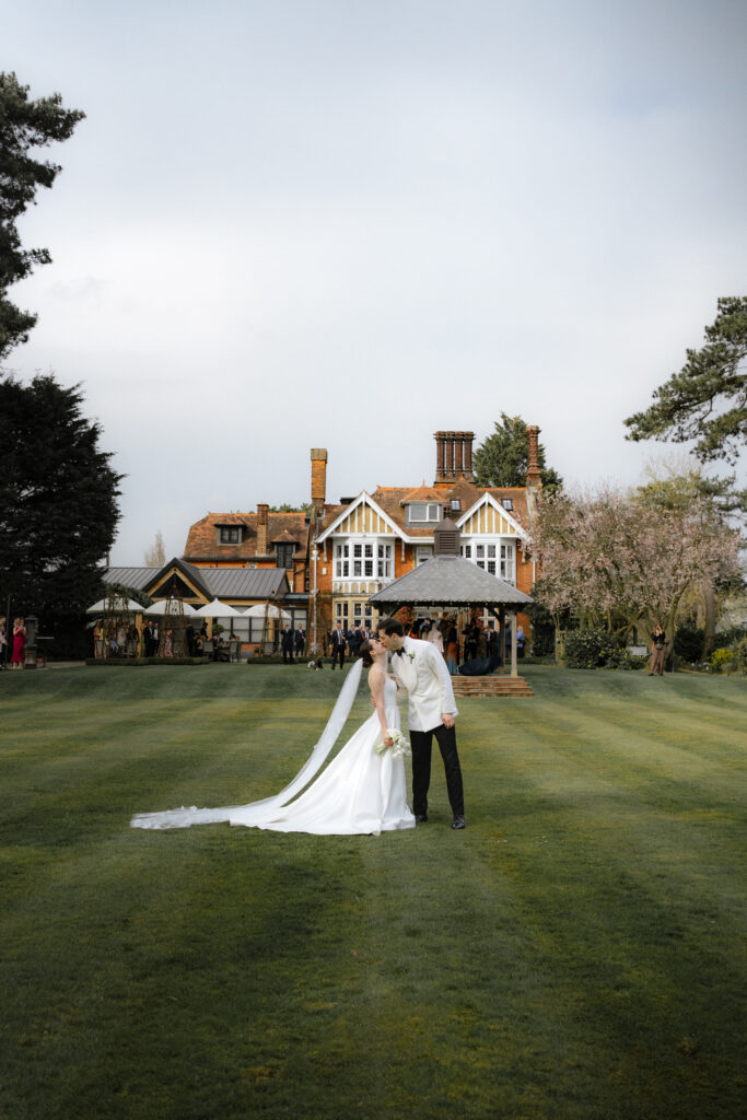 bride and groom portraits at baddow park house in chelmsford