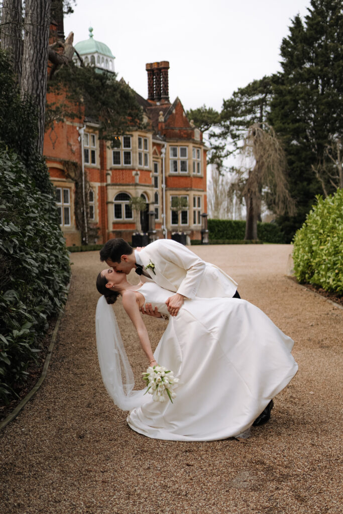 bride and groom portraits baddow park house during spring wedding